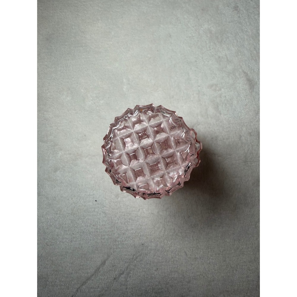 Vintage Pink Glass Perfume Bottle Waffle Pattern Faceted Stopper Decorative - Picture 6 of 10